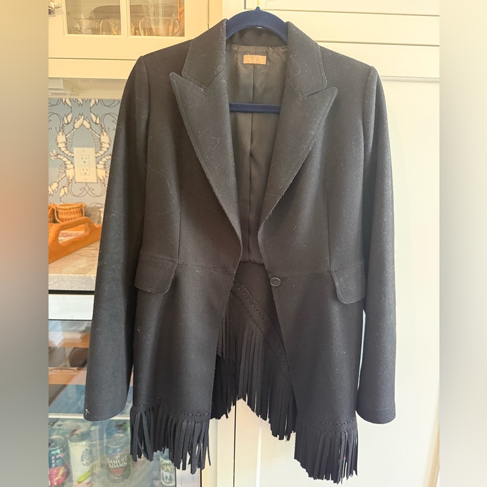 ALAIA PARIS Black wool Women's Fringe Blazer Jacket